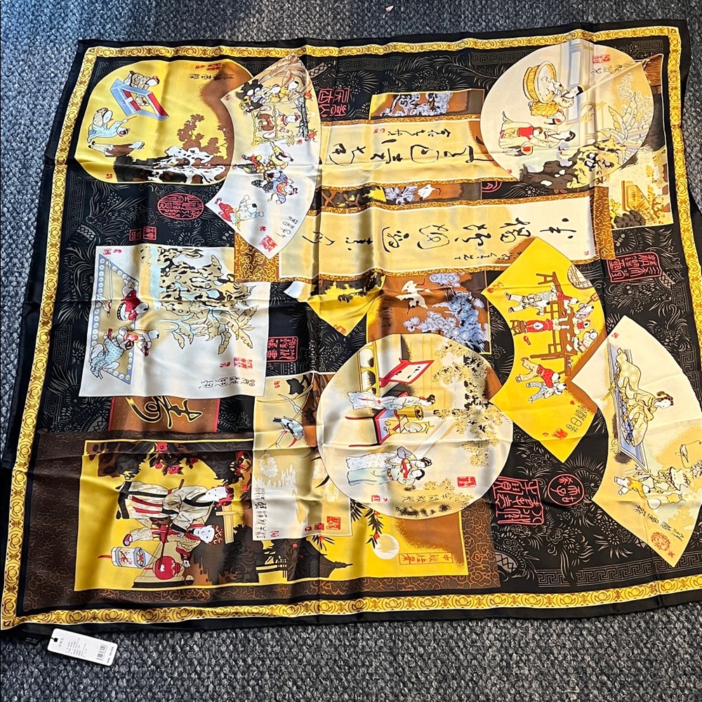 Japanese Silk Scarf, Falaishuka, 41”x 41”, New in Box